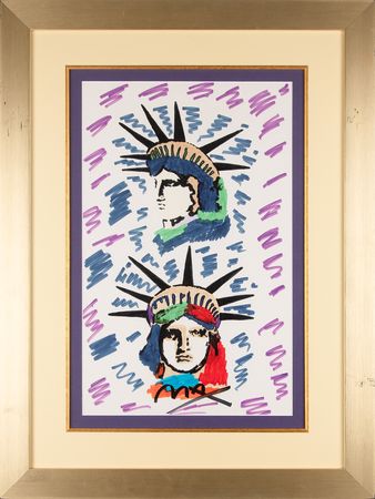 Lot #659 Peter Max Original Oversized Artwork - 'Liberty Heads' - Image 1
