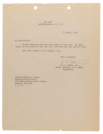 Lot #411 Lt. Gen. Thomas Hickey's 20th Century War Archive: WWI, WWII, and Korea, with Typed Letters Signed by Patton (2), Kennedy, Eisenhower, and Nixon (2) - Image 3
