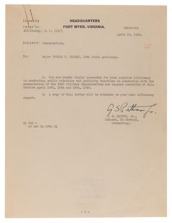 Lot #411 Lt. Gen. Thomas Hickey's 20th Century War Archive: WWI, WWII, and Korea, with Typed Letters Signed by Patton (2), Kennedy, Eisenhower, and Nixon (2) - Image 4