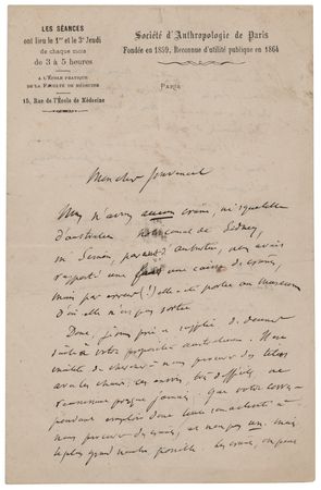 Lot #253 Paul Broca Autograph Letter Signed - Image 1