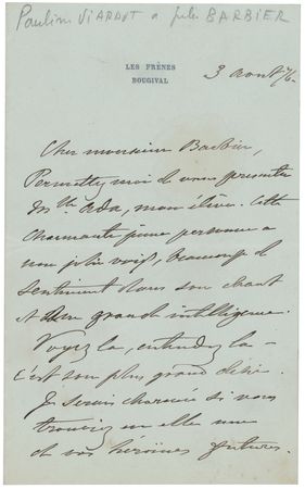Lot #772 Pauline Viardot Autograph Letter Signed - Image 1