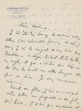 Lot #672 Jean Genet Autograph Letter Signed on His Debut Novel, Our Lady of the Flowers: 