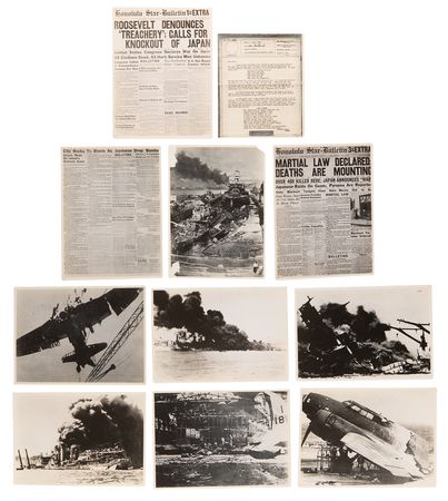 Lot #404 Pearl Harbor Attack: Naval Archive of News Flashes, Bulletins, and Photographs - Image 5