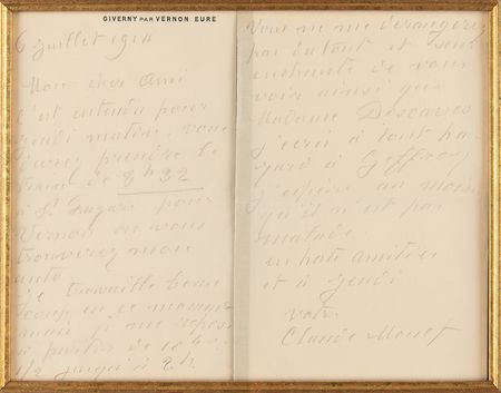 Lot #660 Claude Monet Autograph Letter Signed to Novelist Lucien Descaves, a Founding Member of the Académie Goncourt - Image 2