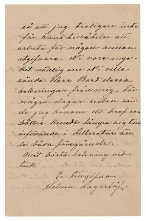 Lot #734 Selma Lagerlof Autograph Letter Signed: 