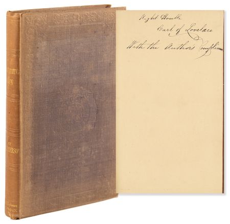 Lot #702 [Ralph Waldo Emerson] Presentation Copy of Representative Men to Earl and Ava Lovelace, the Earliest Computer Programmer - Image 1