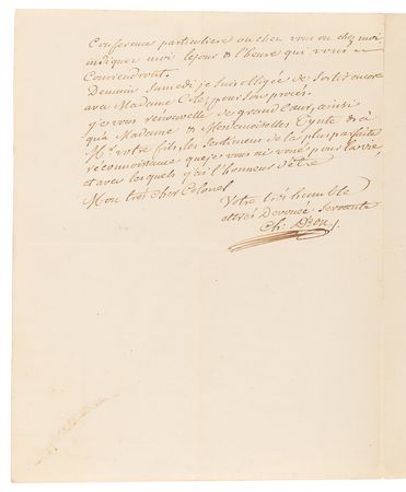 Lot #240 Chevaliere d'Eon Autograph Letter Signed on Her Change of Fortune After the French Revolution - Image 2