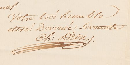 Lot #240 Chevaliere d'Eon Autograph Letter Signed on Her Change of Fortune After the French Revolution - Image 3