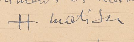 Lot #658 Henri Matisse Autograph Letter Signed: 