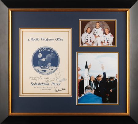 Lot #588 Apollo 11 and Wernher von Braun Signed ?Splashdown Party? Program - Presented to the NASA Scientist Who Helped Save the Apollo 13 Astronauts - Image 1