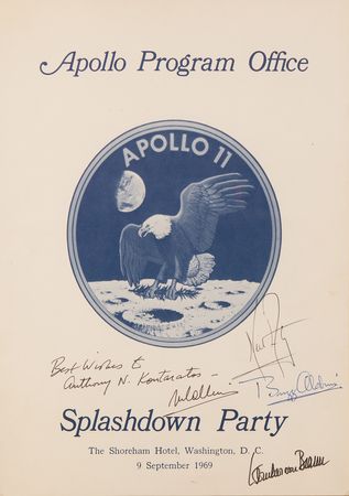 Lot #588 Apollo 11 and Wernher von Braun Signed ?Splashdown Party? Program - Presented to the NASA Scientist Who Helped Save the Apollo 13 Astronauts - Image 2