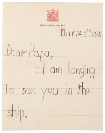 Lot #181 King Charles III Early Autograph Letter Signed as a 5-Year-Old Prince, Missing His Parents While They Toured Australia in 1954 - Image 2