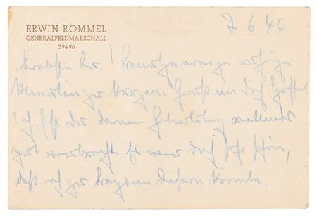 Lot #369 Erwin Rommel Autograph Letter Signed, One Day After D-Day: 