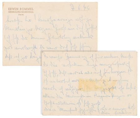 Lot #369 Erwin Rommel Autograph Letter Signed, One Day After D-Day: 