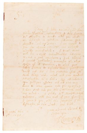 Lot #172 Oliver Cromwell Rare Autograph Letter Signed on the Forthcoming Marriage of His Son Richard, the Future Lord Protector (1648) - Image 2