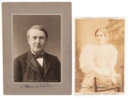 Lot #207 Thomas and Mina Edison (2) Signed Photographs - Image 1