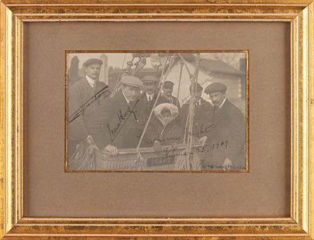 Lot #578 Orville and Katharine Wright Signed Photograph - The Flight of the Hydrogen Balloon Icare over Pau, France (February 25, 1909) - Image 1