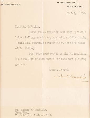 Lot #391 Winston Churchill Typed Letter Signed - Image 2