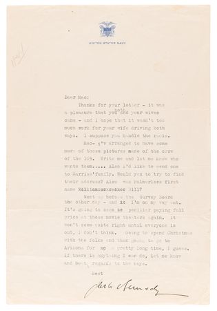Lot #399 John F. Kennedy War-Dated Typed Letter