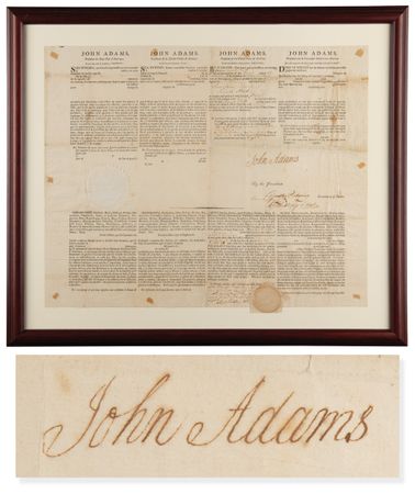 Lot #2 John Adams Document Signed as President - Ship's Pass for the Brig Thomas - Image 1