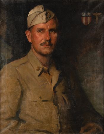 Lot #420 John Christen Johansen Original Oil Painting of a WWII Combat Medic - Image 2