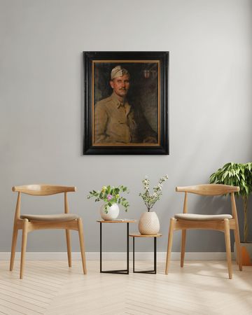 Lot #420 John Christen Johansen Original Oil Painting of a WWII Combat Medic - Image 4