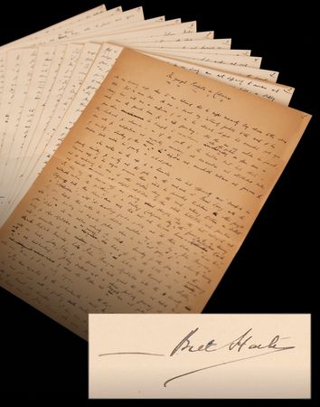 Lot #8024 Bret Harte Autograph Manuscript Signed for The Youngest Prospector in Calaveras - Image 1