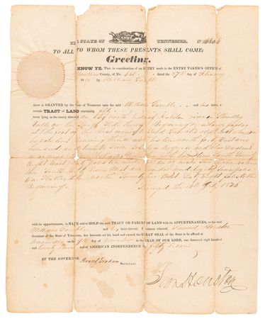 Lot #8002 Sam Houston Document Signed as Governor of Tennessee - Image 1