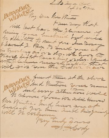 Lot #8019 William F. 'Buffalo Bill' Cody Autograph Letter Signed: 