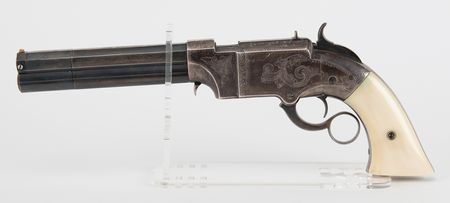 Lot #8012 Volcanic Restored Brass Frame Pistol with Ivory Grips - Image 1