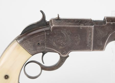 Lot #8012 Volcanic Restored Brass Frame Pistol with Ivory Grips - Image 9