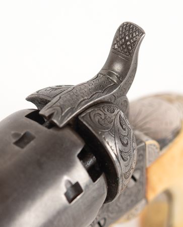 Lot #8010 Factory-Engraved Presentation Colt 1851 Navy Revolver Given by Samuel Colt to Legendary Texas Ranger John Coffee Hays, Serial No. 98229 - Image 12