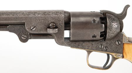 Lot #8010 Factory-Engraved Presentation Colt 1851 Navy Revolver Given by Samuel Colt to Legendary Texas Ranger John Coffee Hays, Serial No. 98229 - Image 13