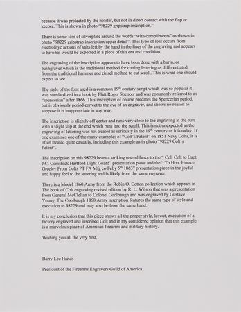Lot #8010 Factory-Engraved Presentation Colt 1851 Navy Revolver Given by Samuel Colt to Legendary Texas Ranger John Coffee Hays, Serial No. 98229 - Image 21