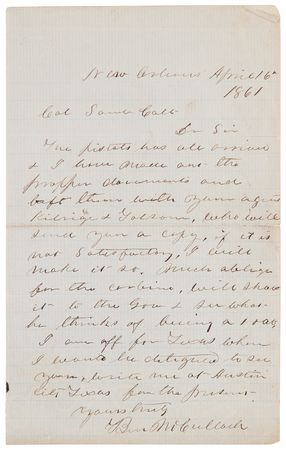 Lot #8028 Colt Model 1860 Army Revolver?Finest Known McCulloch Colt, Accompanied by Contract Amendment Executed by Ben McCulloch and Sam Colt for 1,000 Colt 1860 Army Revolvers for Texas, and Follow-up Letter from McCulloch to Colt - Image 11