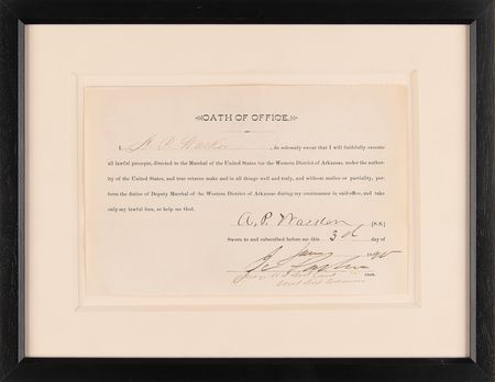 Lot #8052 Isaac C. Parker Document Signed - Oath of Office Approved by 'The Hanging Judge' Including CDV of Cherokee Gunmen - Image 3