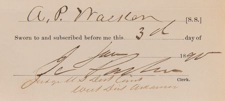 Lot #8052 Isaac C. Parker Document Signed - Oath of Office Approved by 'The Hanging Judge' Including CDV of Cherokee Gunmen - Image 4
