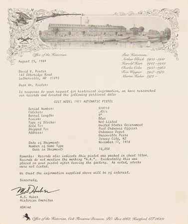 Lot #8039 Colt Model 1911 U.S. Army Pistol - Shipped on Armistice Day (November 11, 1918) - Image 8