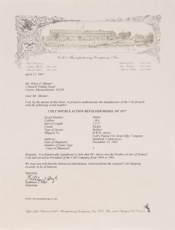 Lot #8037 Colt Model 1877 Lightning Revolver - From the Collection of Colt President Richard Jarvis - Image 11