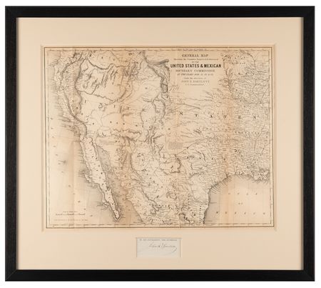 Lot #8006 1854 Map of the U.S.– Mexico Boundary Survey under the Treaty of Guadalupe Hidalgo including Commissioner John R. Bartlett Signature - Image 1