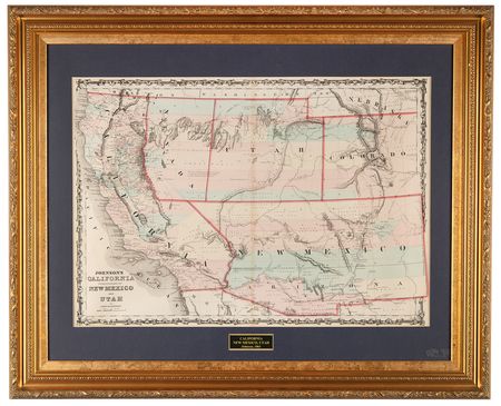 Lot #8013 Gadsden Purchase: Johnson & Browning's  'California, Territories of New Mexico, and Utah' Hand-Colored Map (1861) - Image 1