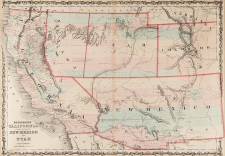 Lot #8013 Gadsden Purchase: Johnson & Browning's  'California, Territories of New Mexico, and Utah' Hand-Colored Map (1861) - Image 2