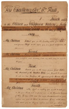 Lot #8065 William Hull's Speech to the Ottawa and