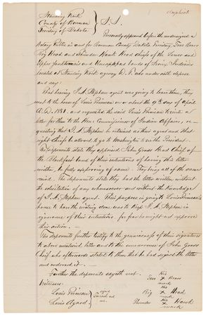 Lot #8087 Standing Rock Sioux Indians: Manuscript Testimony of Three Chiefs - Image 1