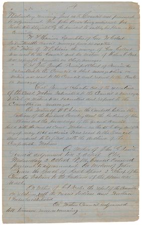 Lot #8077 United Nations of the Indian Territories - Resolutions of Creation and Meeting Minutes Manuscript (June 1865) - 