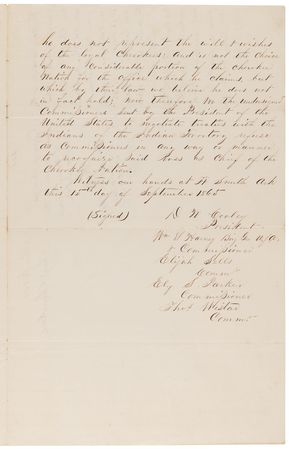 Lot #8076 John Ross Autograph Endorsement Signed - United States Declines to Recognize Ross as Chief of the Cherokees - Image 2