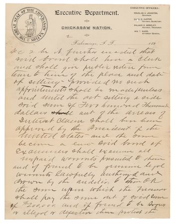 Lot #8094 William McKinley Document Signed as President, Authorizing an Act of the Chickasaw Nation - Image 5
