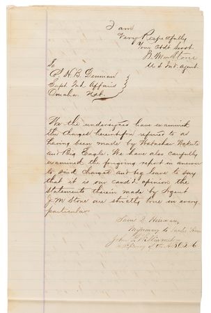 Lot #8079 Santee Sioux Indian Agent's Manuscript Report: 