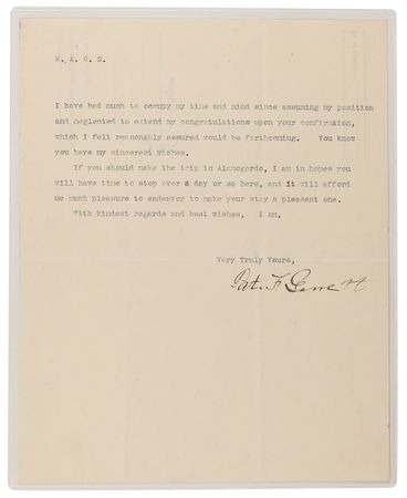 Lot #8057 Billy the Kid's Killer - Pat Garrett Typed Letter Signed: 
