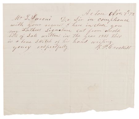 Lot #8004 David Crockett Signature, Certified by His Son - Image 2